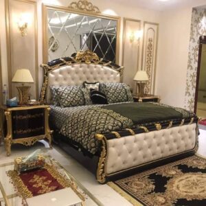 black and golden bed set